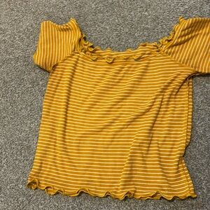striped blouse yellow and white
